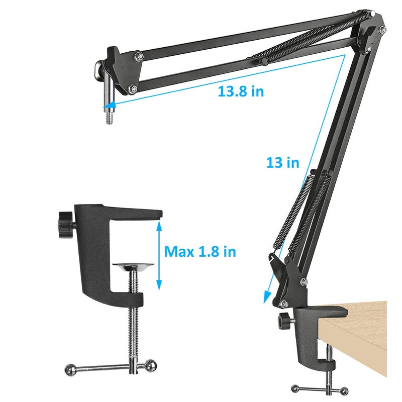 SUNMON Mic Stand with Foam Windscreen For Blue Snowball, Suspension Boom Scissor Arm Stand with Pop Filter Cover for Microphones iCE USB Mic by SUNMON - Image 5